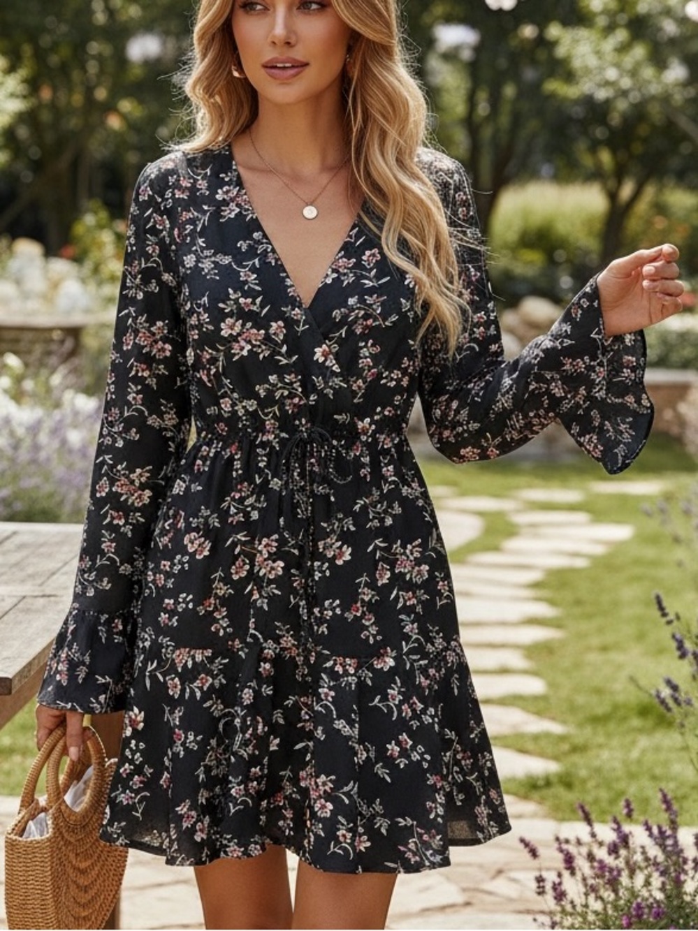 Spring /summer sexy floral chiffon dress
